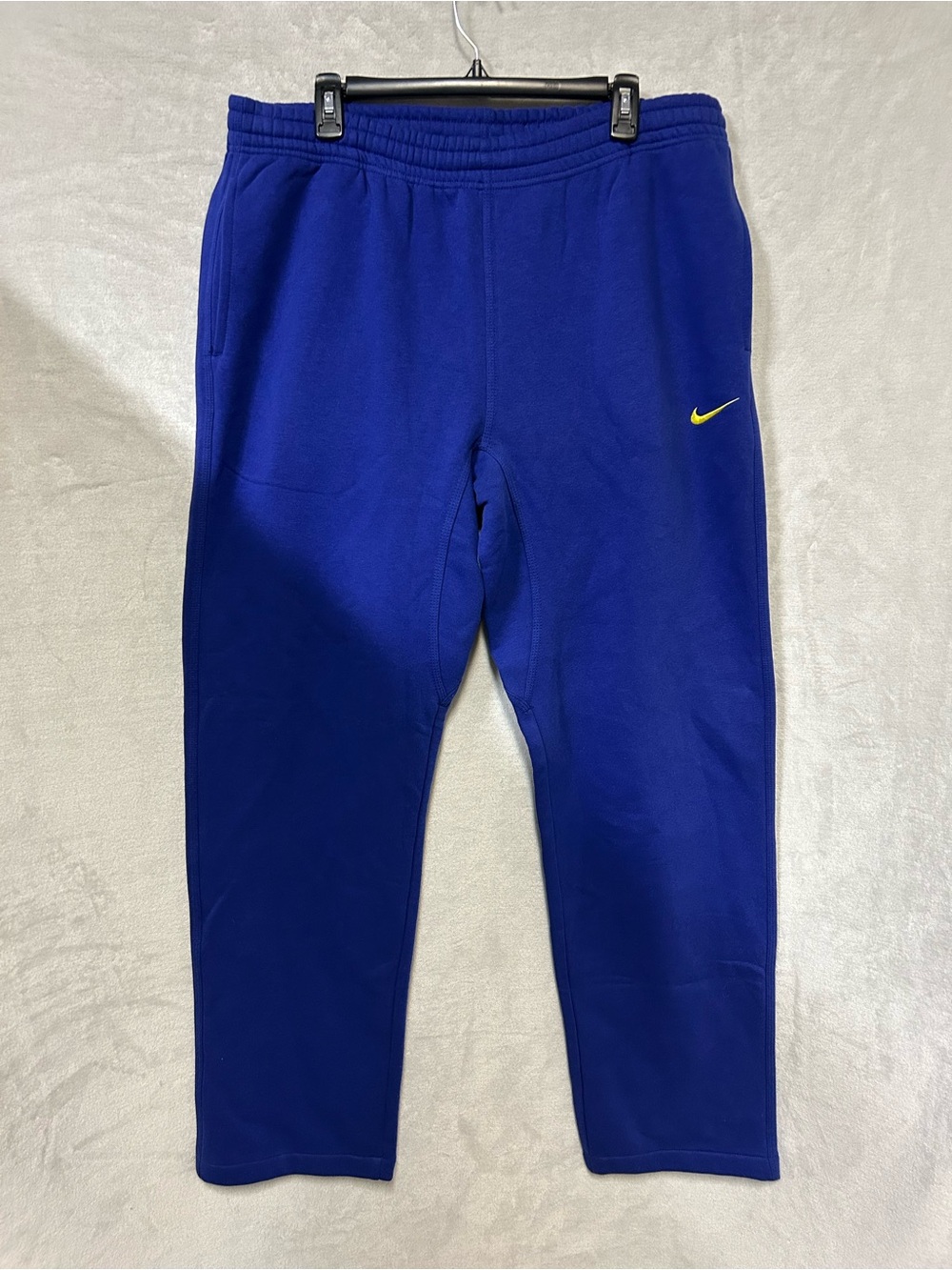 Nike Men’s XL Blue Fleece Joggers with Yellow Swoosh